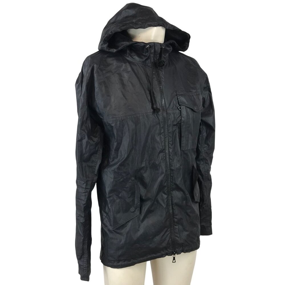 JOHN ELLIOT + CO ~ SIZE 2 ~ BLACK HOODED FULL ZIP LIGHT WEIGHT JACKET COAT